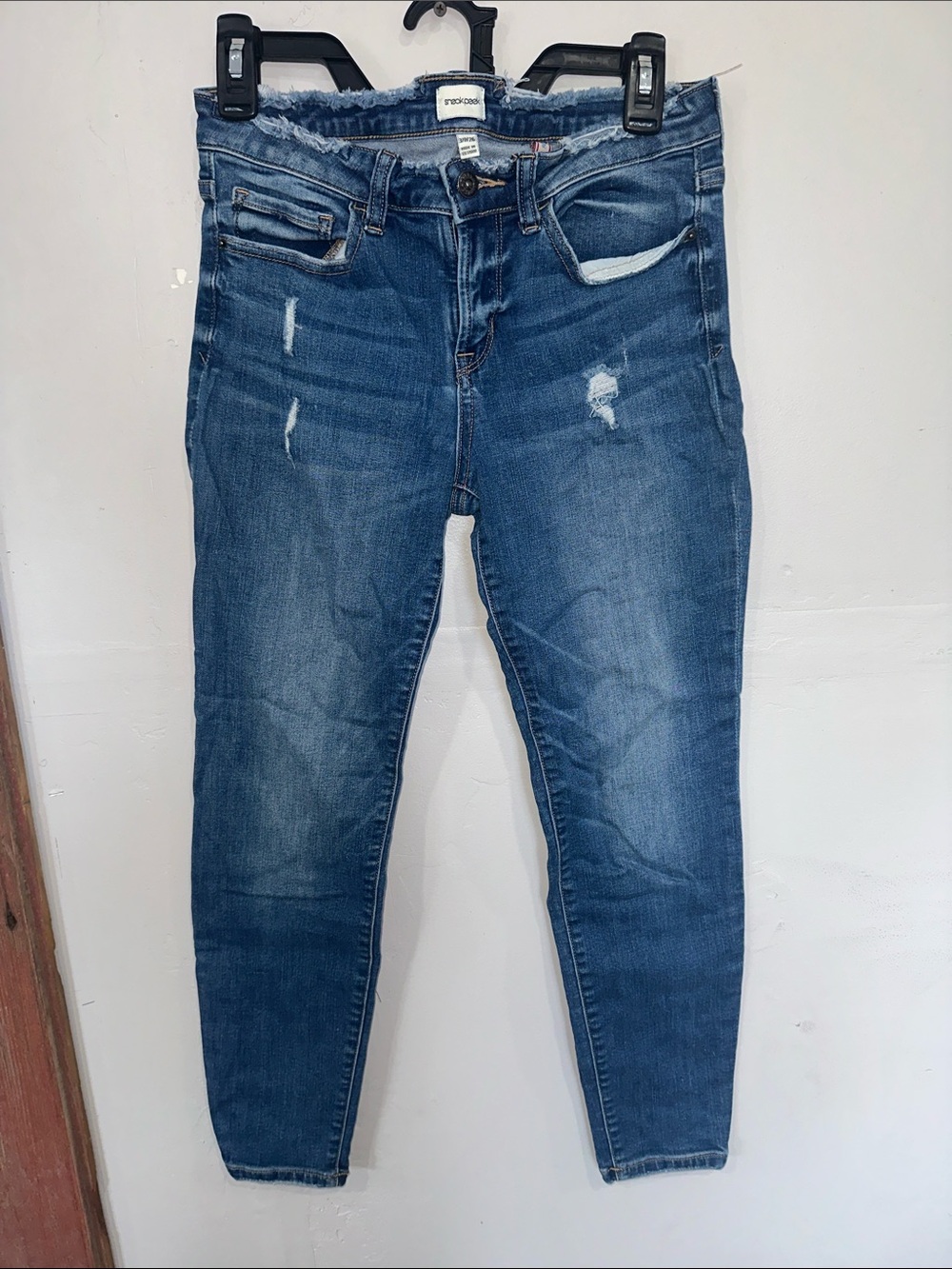 Sneak Peek Blue Distressed Skinny Jeans - Women's